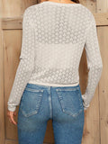 V-Neck Long Sleeve Buttoned Knit Top - Trendsi - Flyclothing LLC