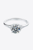 1 Carat Moissanite 925 Sterling Silver Split Shank Ring - Trendsi