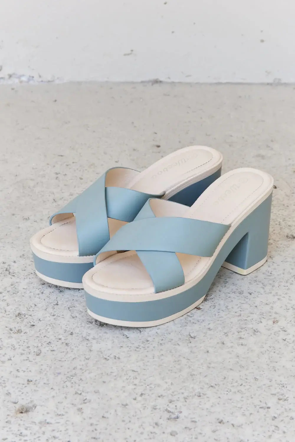 Weeboo Cherish The Moments Contrast Platform Sandals in Misty Blue - Trendsi - Flyclothing LLC