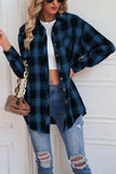 Plaid Button Up Dropped Shoulder Outerwear - Trendsi - Flyclothing LLC