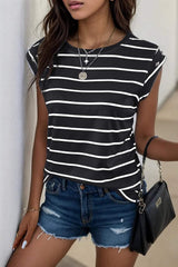 Decorative Button Round Neck T-Shirt - Trendsi - Flyclothing LLC