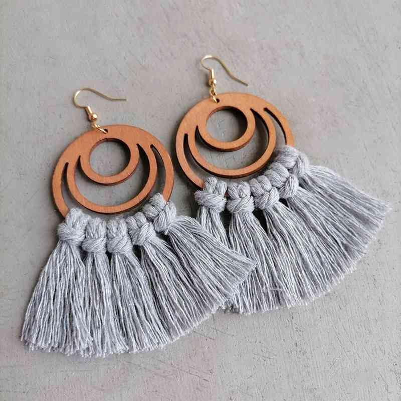 Tassel Detail Geometric Earrings - Flyclothing LLC