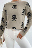 Graphic Mock Neck Dropped Shoulder Sweater - Trendsi - Flyclothing LLC