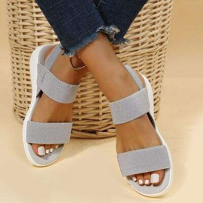 Rubber Open Toe Low Heel Sandals - Trendsi - Flyclothing LLC