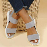 Rubber Open Toe Low Heel Sandals - Trendsi - Flyclothing LLC