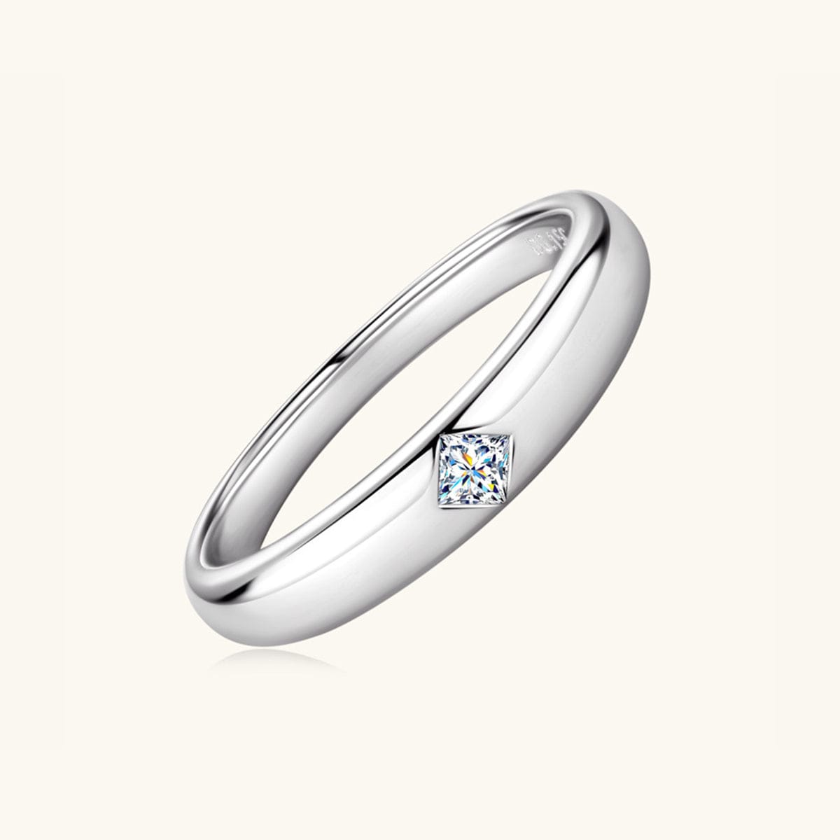 925 Sterling Silver Inlaid Moissanite Ring - Trendsi