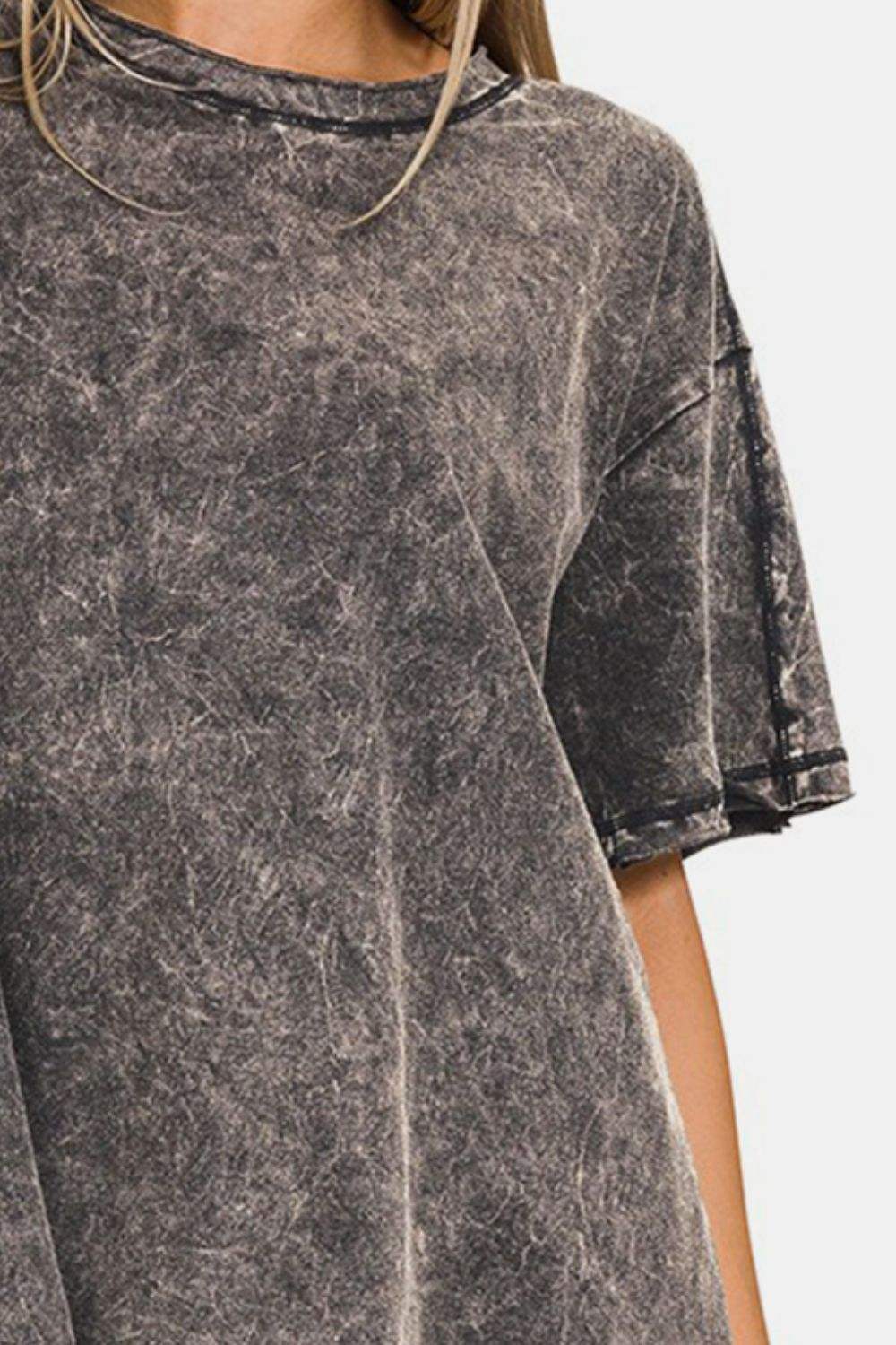 Zenana Round Neck Dropped Shoulder Blouse - Trendsi - Flyclothing LLC