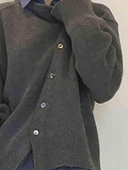 Dropped Shoulder Buttoned Cardigan - Trendsi