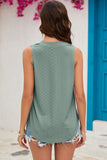 Eyelet Notched Sleeveless Top - Trendsi
