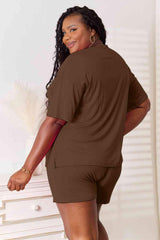 Basic Bae Full Size Soft Rayon Half Sleeve Top and Shorts Set - Trendsi - Flyclothing LLC