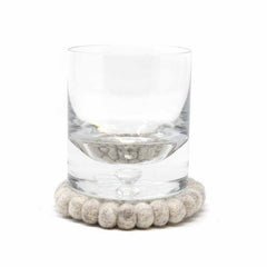 Hand Crafted Felt Ball Coasters from Nepal: 4-pack, Light Grey - Global Groove (T) - Global Groove