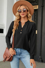 Notched Long Sleeve T-Shirt - Trendsi - Flyclothing LLC