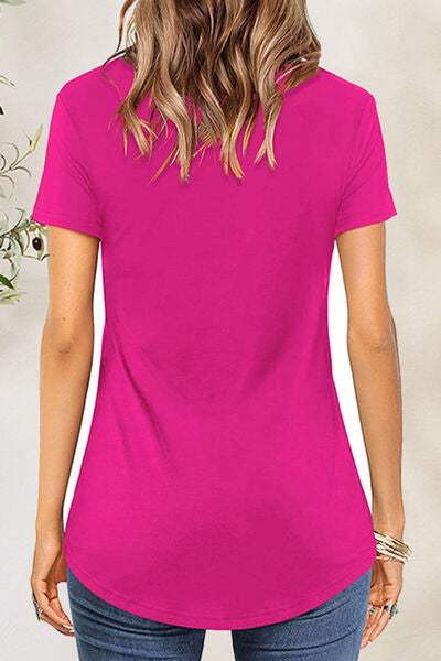 Crisscross Short Sleeve T-Shirt - Trendsi - Flyclothing LLC