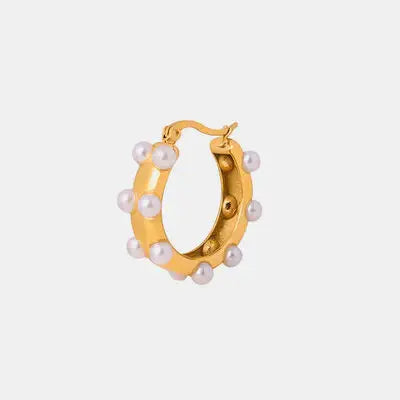 Synthetic Pearl 18K Gold-Plated Earrings - Trendsi - Flyclothing LLC