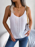 Openwork Scoop Neck Knit Tank Top - Trendsi