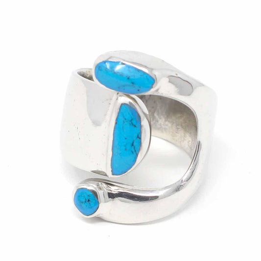 Alpaca Silver Wrap Ring, Turquoise - Size 8 - Flyclothing LLC