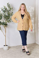 Heimish Full Size Button Up Long Sleeve Cardigan - Trendsi