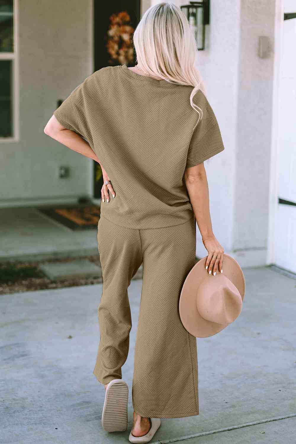 Short Sleeve Top and Pants Set - Trendsi - Flyclothing LLC
