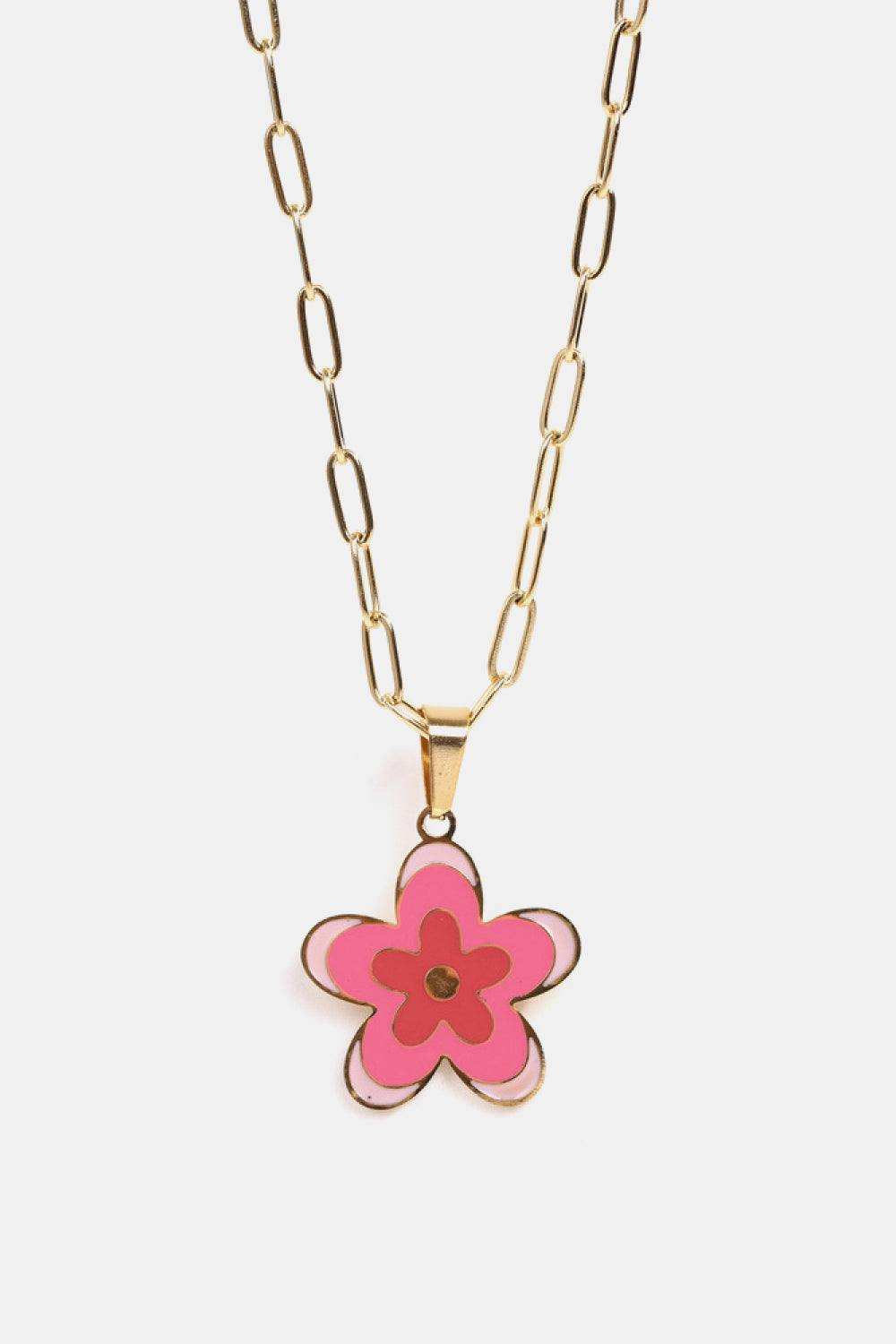 Flower Pendant Stainless Steel Necklace - Trendsi - Flyclothing LLC