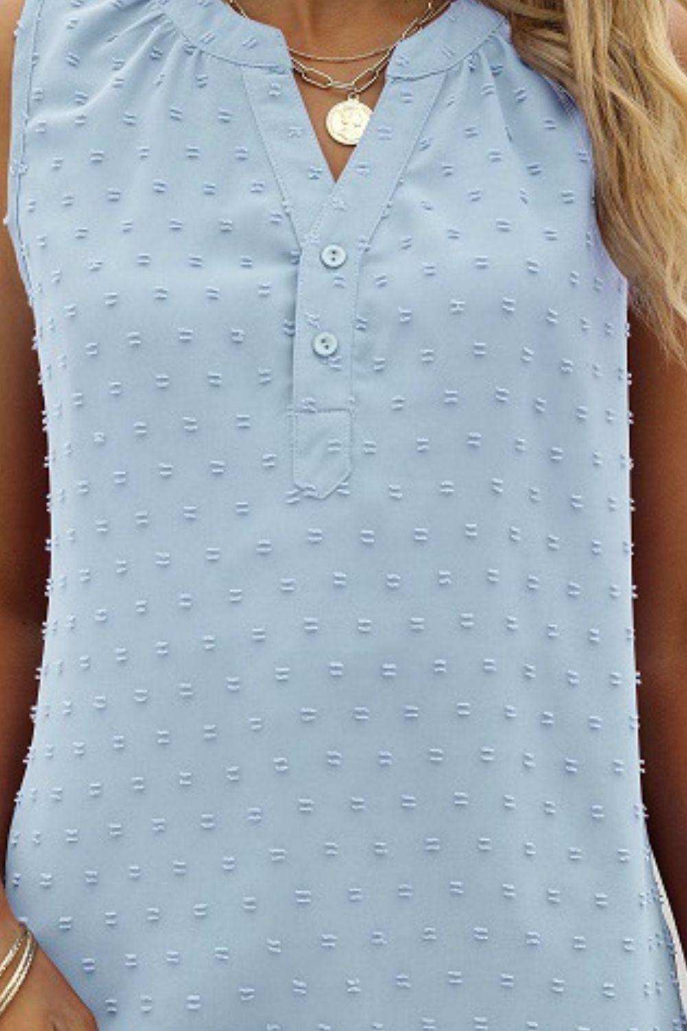 Swiss Dot Notched Neck Tank - Trendsi - Flyclothing LLC