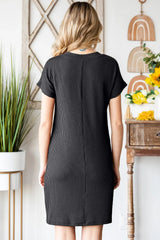 Ribbed Round Neck Short Sleeve Dress - Trendsi - Flyclothing LLC