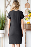 Ribbed Round Neck Short Sleeve Dress - Trendsi
