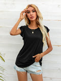 Round Neck Butterfly Sleeve Top - Trendsi