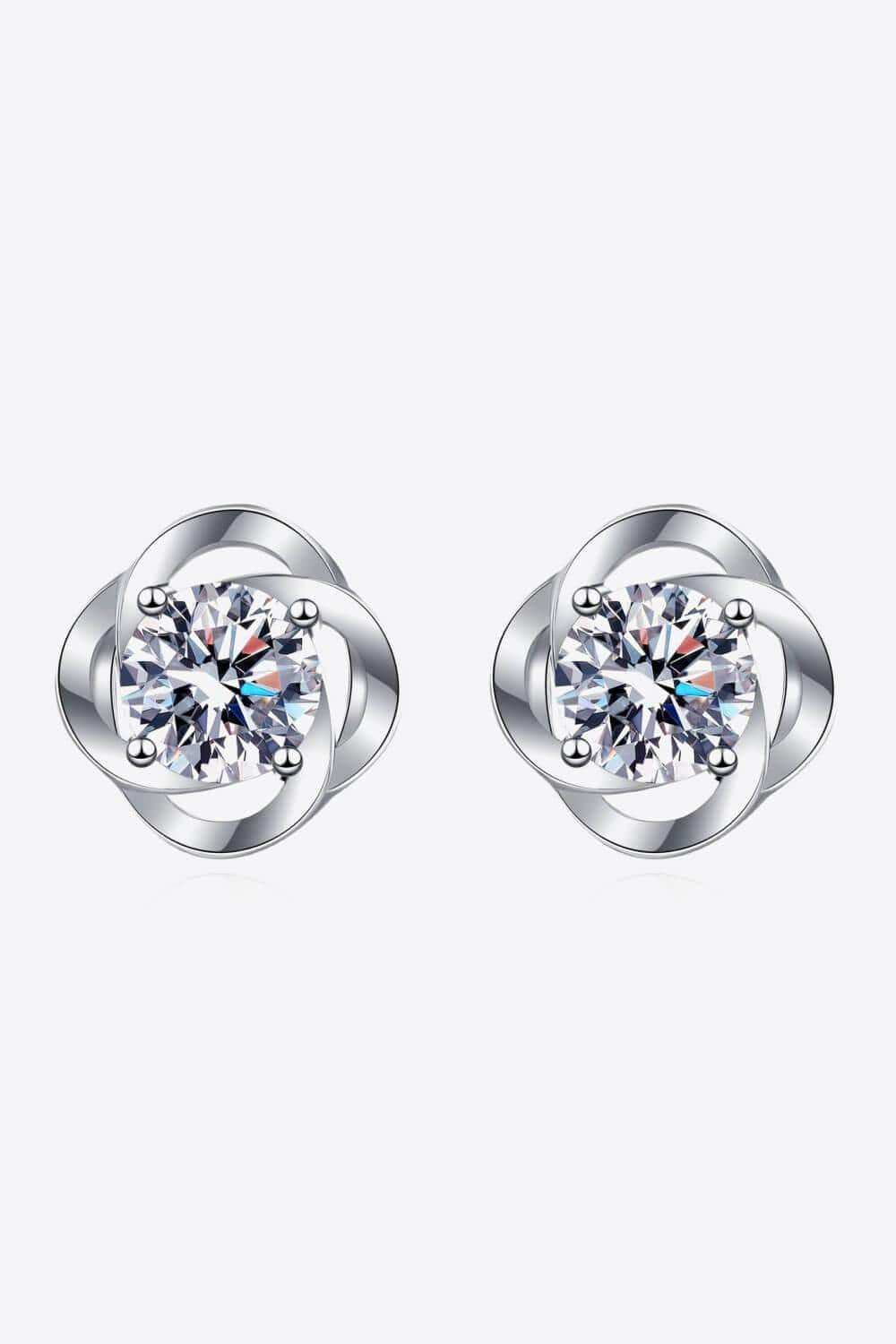 It's Your Day Moissanite Rhodium-Plated Stud Earrings - Trendsi - Flyclothing LLC