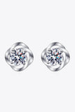 It's Your Day Moissanite Rhodium-Plated Stud Earrings - Trendsi