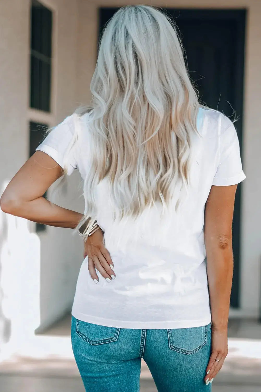 Letter Graphic Round Neck Short Sleeve T-Shirt - Trendsi - Flyclothing LLC