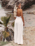 Full Size Smocked Waist Wide Leg Pants - Trendsi - Flyclothing LLC