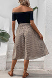 Printed Tie Belt Off-Shoulder Dress - Trendsi - Flyclothing LLC