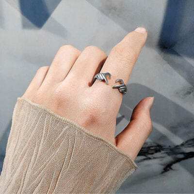 Hand Heart Shape 925 Sterling Silver Open Ring - Trendsi - Flyclothing LLC