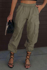High Waist Drawstring Pants with Pockets - Trendsi