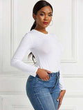 Round Neck Long Sleeve Bodysuit - Trendsi - Flyclothing LLC
