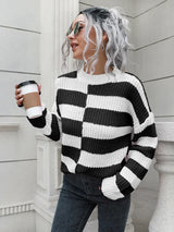 Two-Tone Dropped Shoulder Sweater - Trendsi - Flyclothing LLC