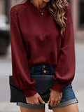 Lantern Sleeve Round Neck Blouse - Trendsi - Flyclothing LLC
