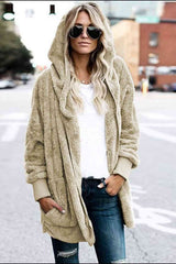 Teddy Hooded Jacket with Pockets - Trendsi - Flyclothing LLC