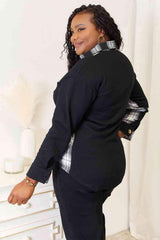 Double Take Plaid Collared Dropped Shoulder Jacket - Trendsi - Flyclothing LLC