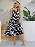 Two-Tone Low Back Midi Dress - Trendsi