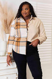 Double Take Plaid Print Dropped Shoulder Shirt - Trendsi