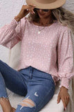 Printed Round Neck Lantern Sleeve Blouse - Trendsi - Flyclothing LLC