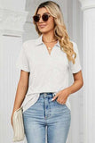 Johnny Collar Short Sleeve Blouse - Trendsi - Flyclothing LLC