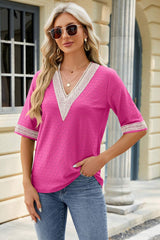 V-Neck Half Sleeve T-Shirt - Trendsi - Flyclothing LLC