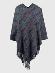 Fringe Hem Hooded Poncho - Trendsi