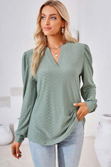 Notched Long Sleeve T-Shirt - Trendsi - Flyclothing LLC