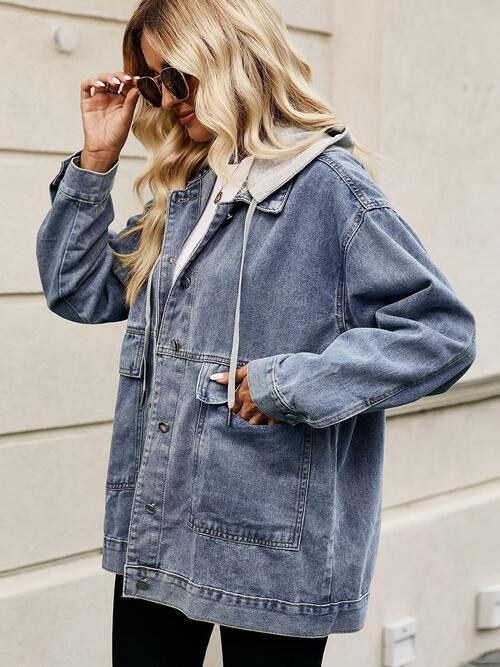 Hooded drawstring boyfriend sale jacket