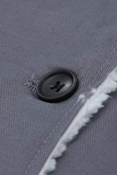 Pocketed Button Up Collared Neck Coat - Trendsi - Flyclothing LLC