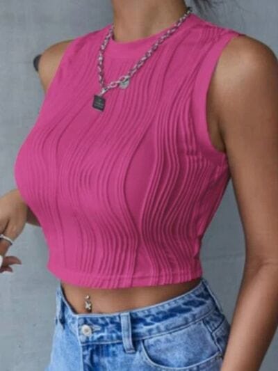 Round Neck Cropped Tank - Trendsi