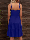 Spaghetti Strap V-Neck Tiered Dress - Trendsi - Flyclothing LLC
